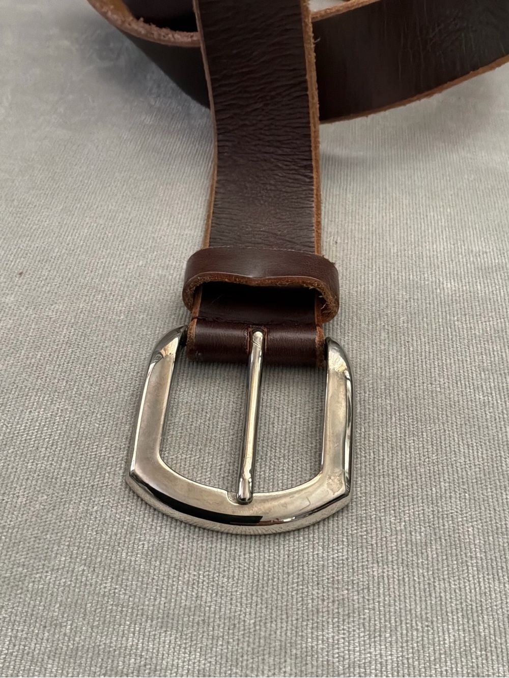 Longhi Brown Leather Silver Tone Metal Buckle Belt One Size